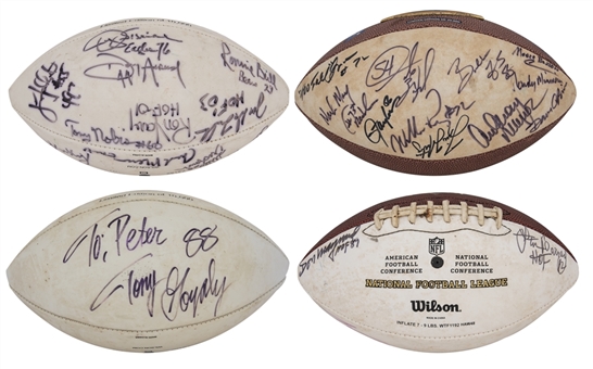 Lot of (4) Hall of Famers & Stars Single/Multi-Signed Footballs With Signatures Including Taylor, Martinez, Gonzalez, Maynard & More (Beckett PreCert)